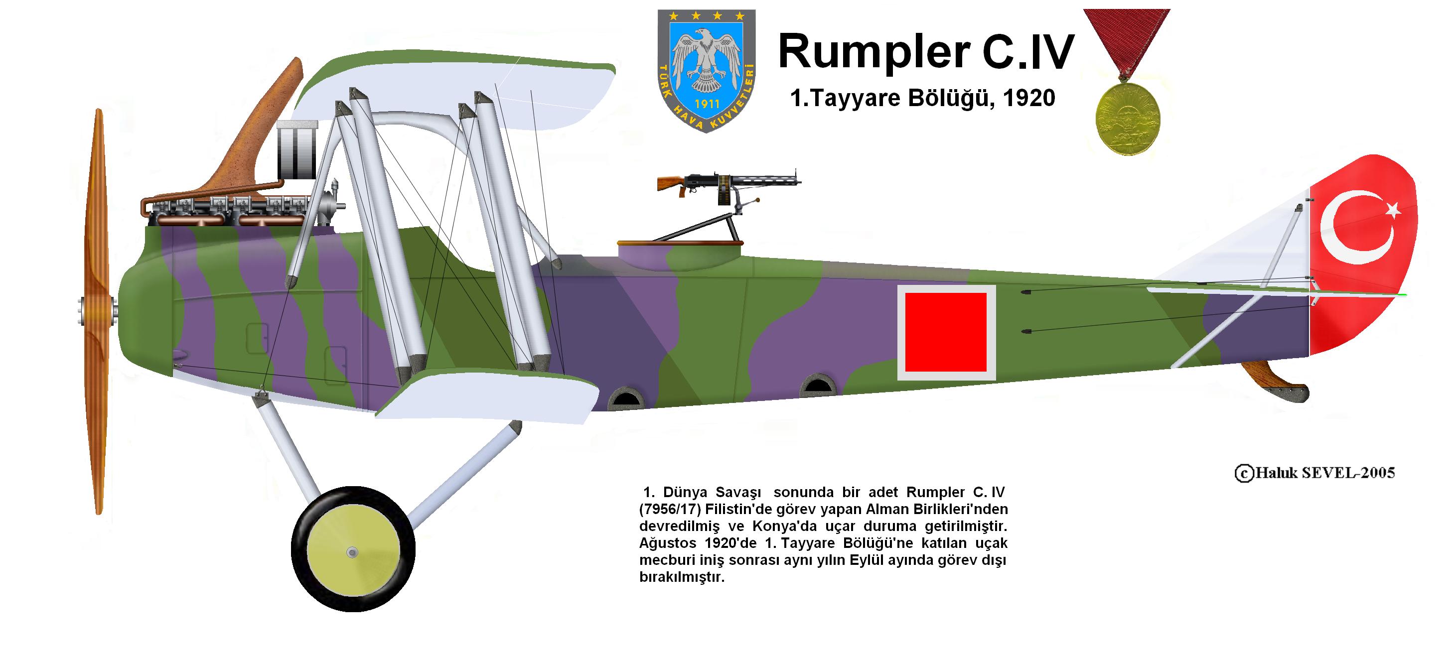RUMPLER CIV WW I Period TUAF AIRCRAFTS 1 nci dunya savasi dönemi Turk ...